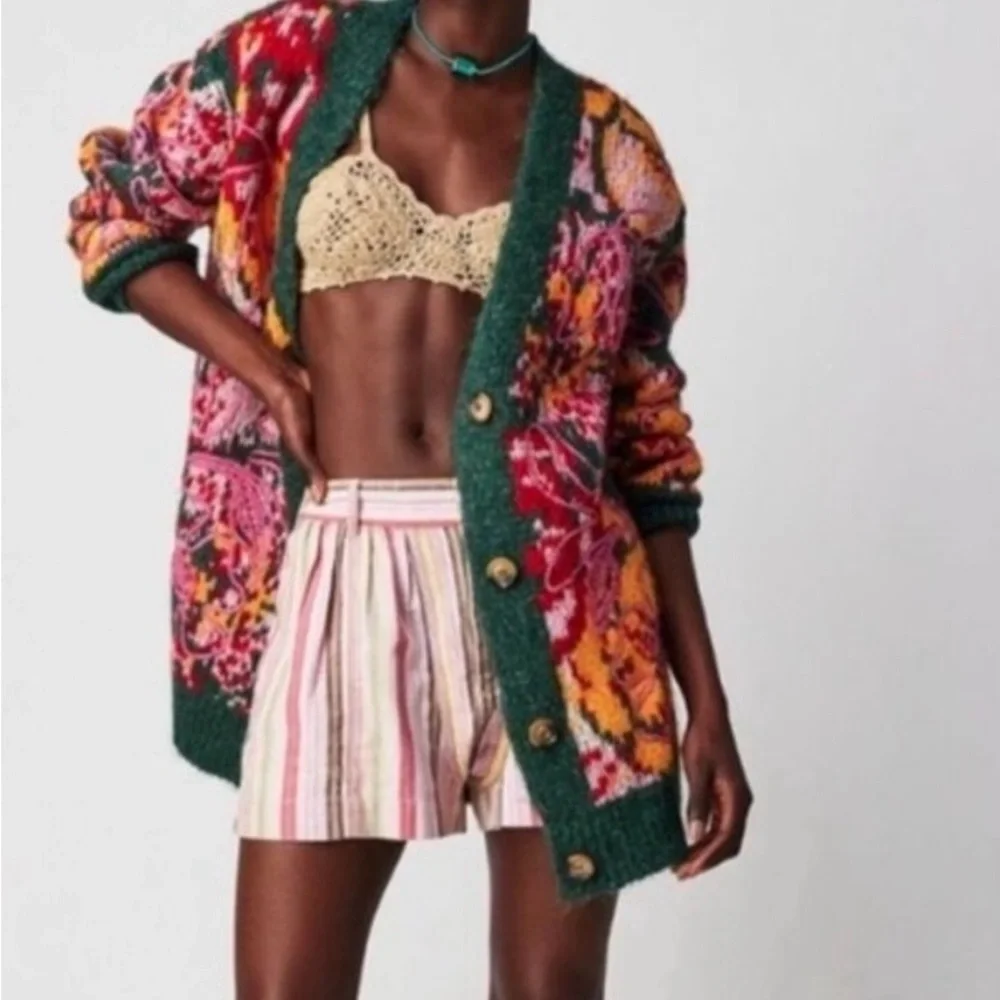 Free People Alexis Floral Knit Cardigan M - Picture 6 of 7